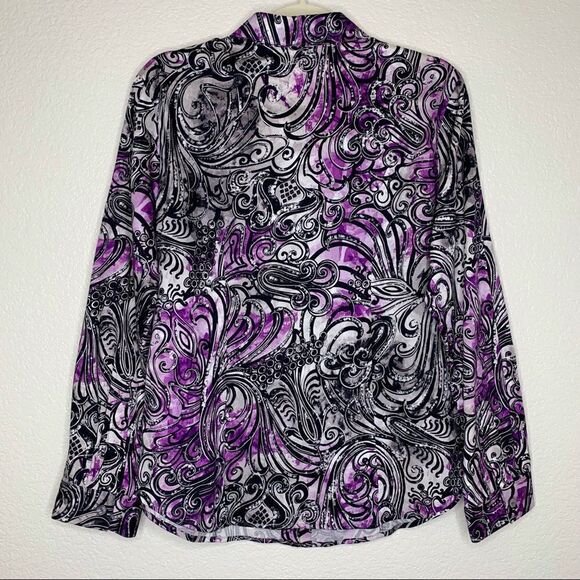 Chico’s Size Large Purple Paisley Button Down Women’s Shirt - Picture 5 of 10